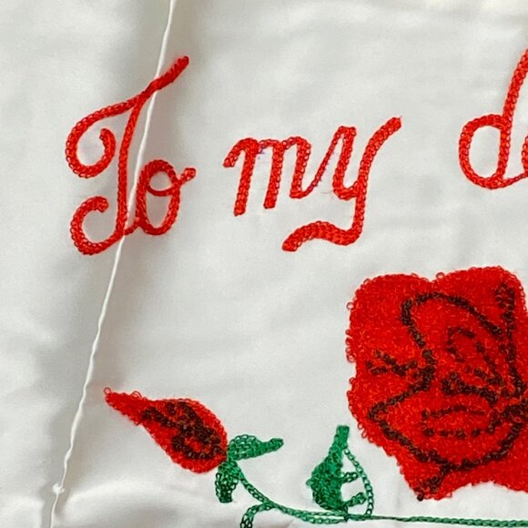 Embroidered Pillow Cover  With Roses "To My Dear Mother" Germany Design - Picture 2 of 11